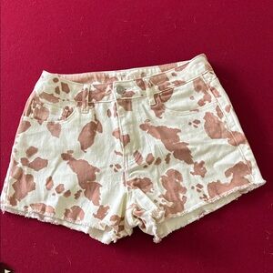 Altar'd State Cream and Brown Jean Shorts